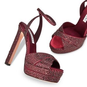 New AQUAZZURA Divine Plateau 130mm Crystal-Embellished Sandals $2,495 40